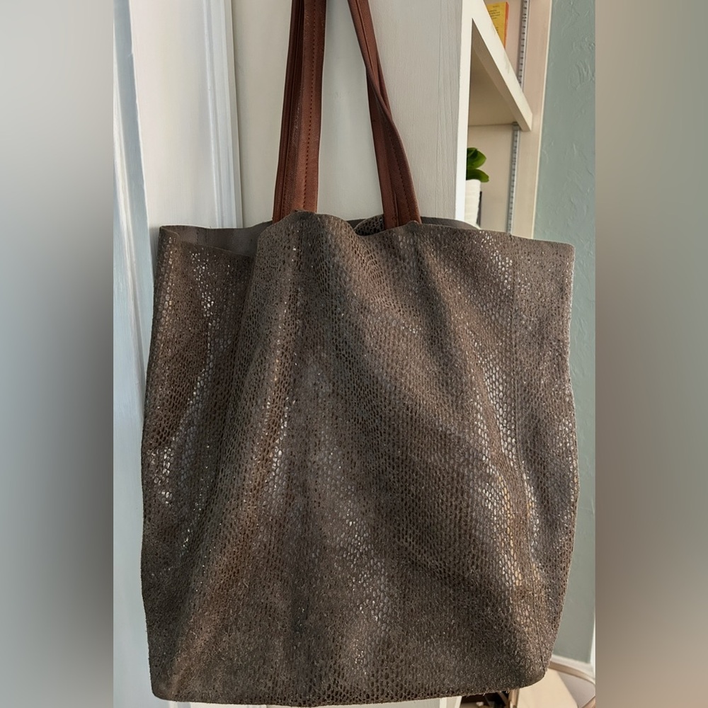Sorial Brown Textured Tote Bag